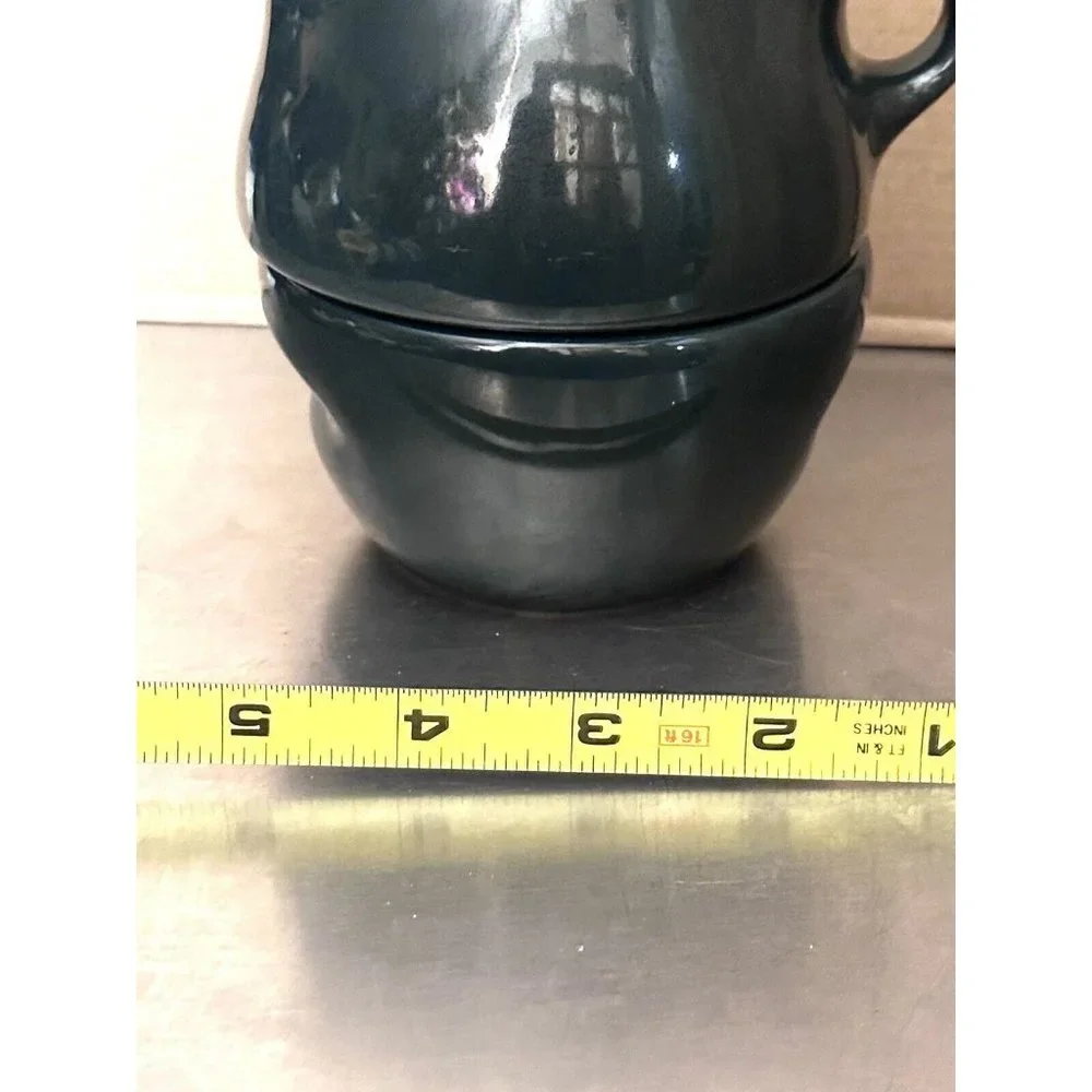 VTG Iroquois Casual Russel Wright Creamer Sugar Set C1960s Forest Green Stacking